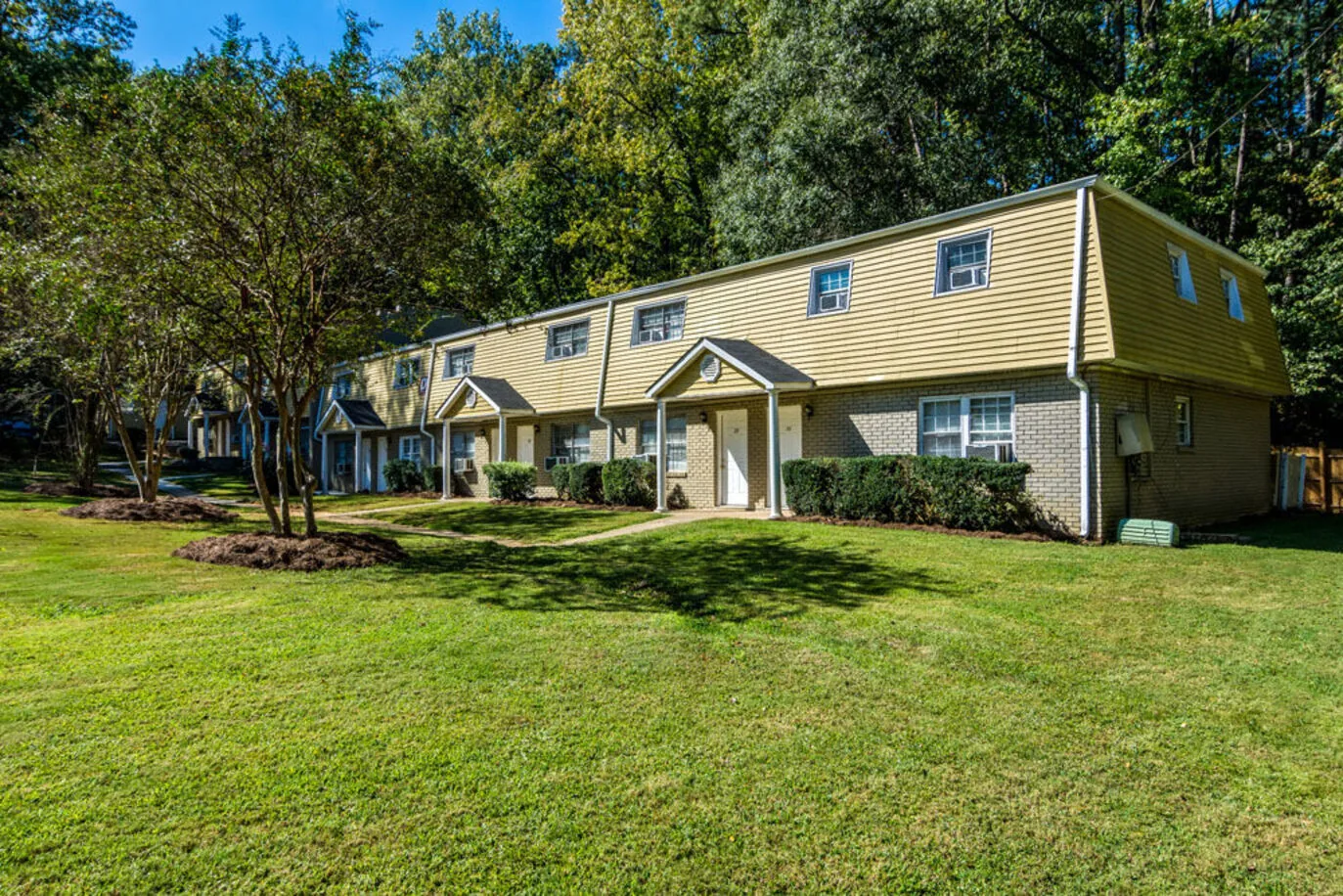 Lawn and townhome exteriors