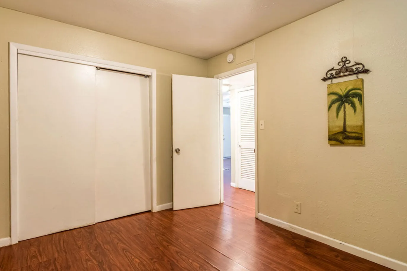 Bedroom in a townhome-style plan